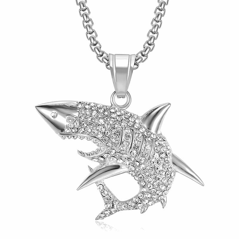 Zircon Necklace – Luxury Hip Hop Shark Pendant
