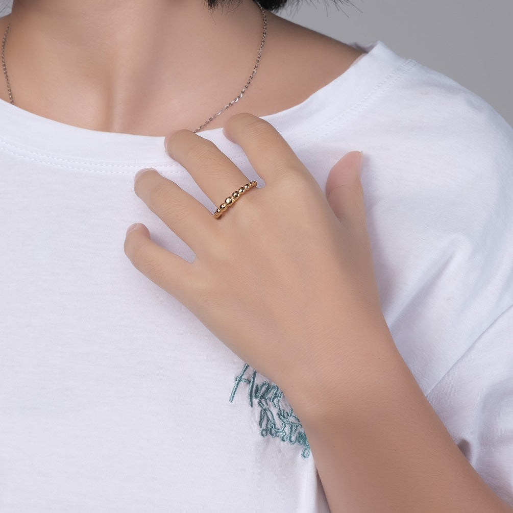 Gender-Neutral Clothing – Brand Style Irregular Round Bead Stainless Steel Women's Ring