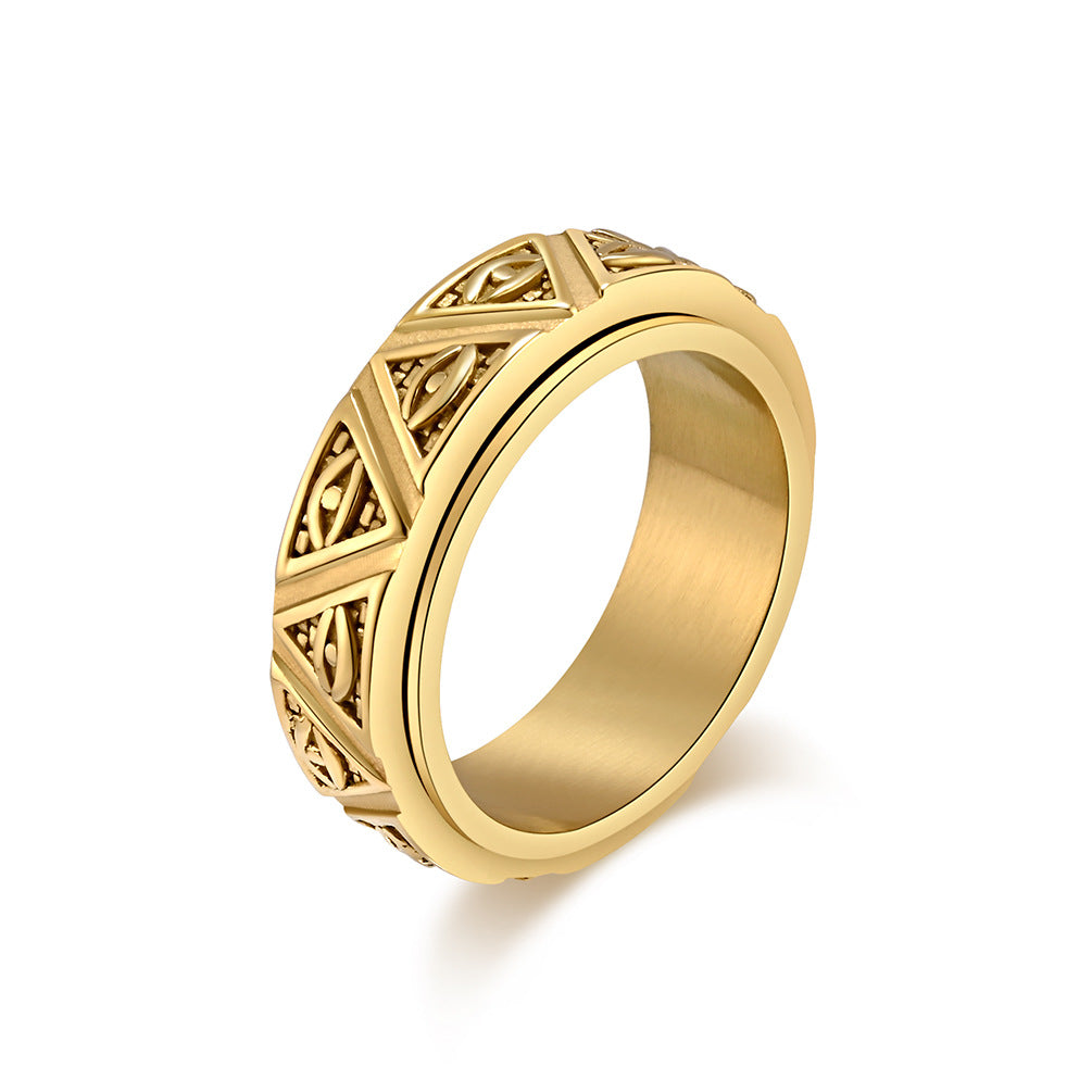 Planderful Eye Of Horus Ring Rotating Titanium Stainless Steel Pyramid Guardian For Mythology Lovers Unisex