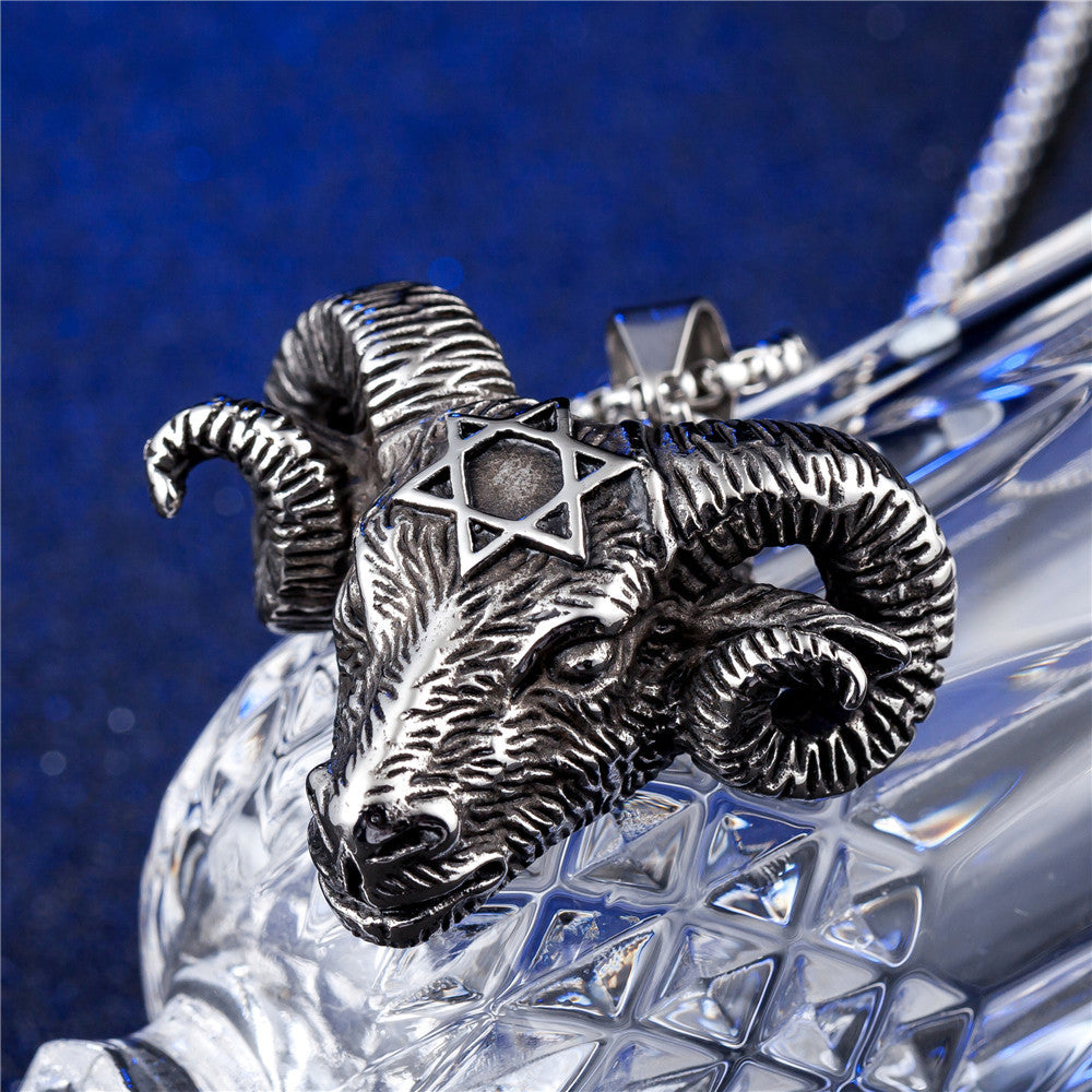 Planderful Titanium Steel Sheep Head Pendant For Men Unisex Bold Protection Statement Jewelry