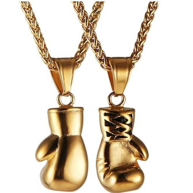 1. Planderful Stainless Steel Boxing Gloves Necklace for Men and Women Unisex Fitness Jewelry Gift