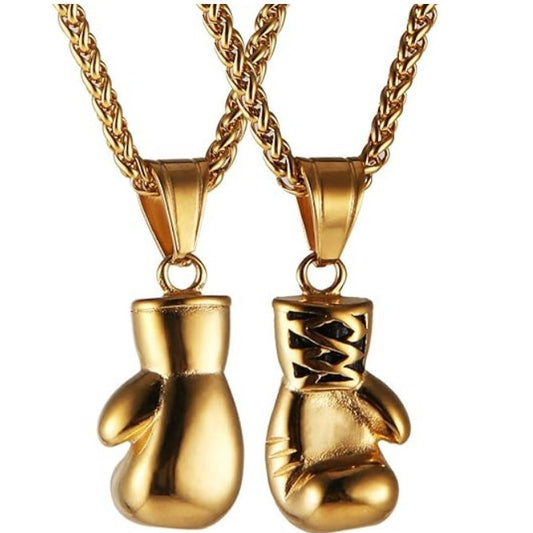 1. Planderful Stainless Steel Boxing Gloves Necklace for Men and Women Unisex Fitness Jewelry Gift