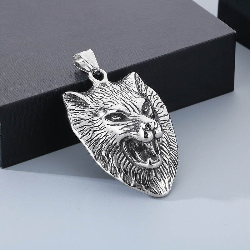 Planderful Thor Hammer Pendant Titanium Wolf Head Bold Men