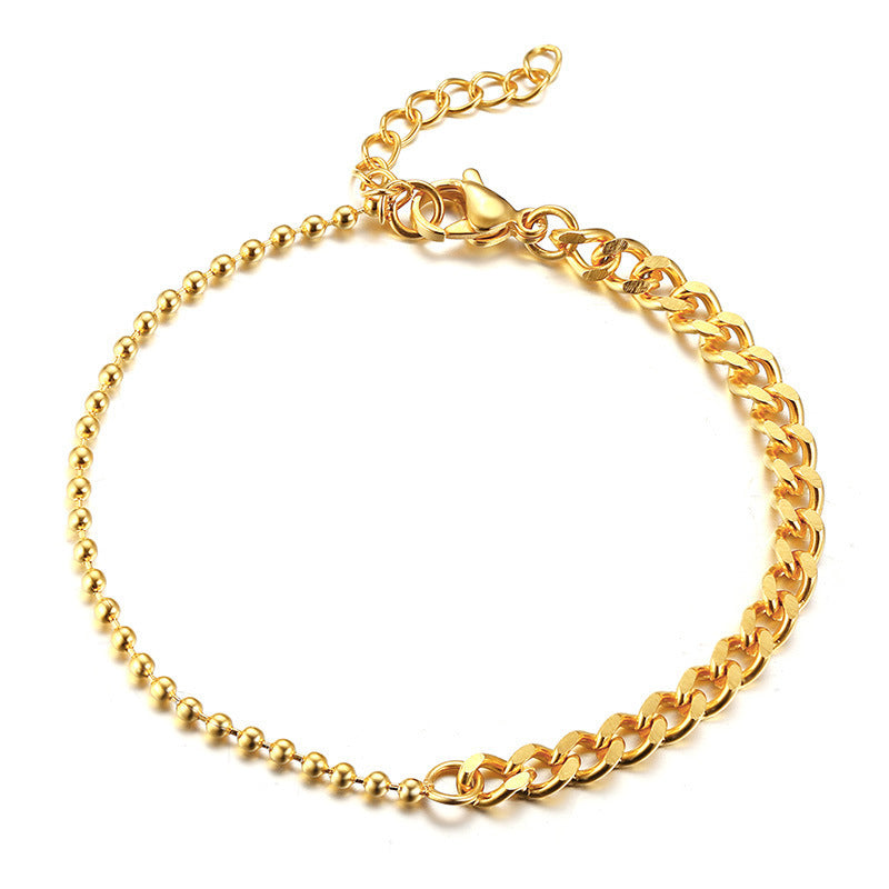 Stainless Steel Grinding Chain Bead Necklace Bracelet Set