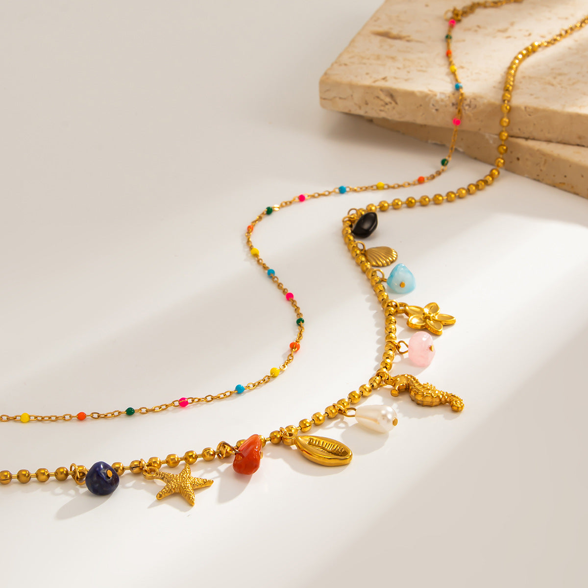 Starfish Pearl-Style Double-Layer Necklace