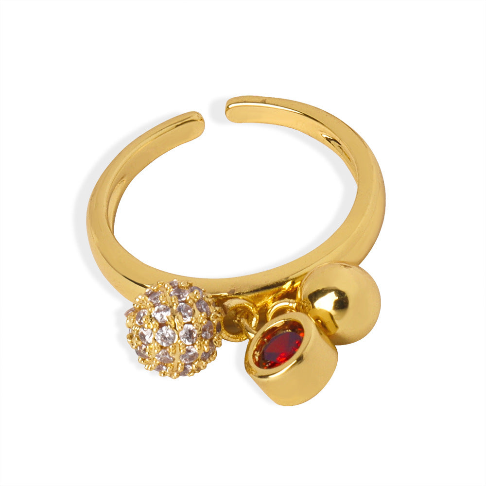 European & American Style Zircon Pendant Copper Ring - Fashion Jewelry for Women