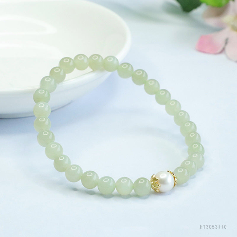 Qingshui Hetian Jade & Pearl Bracelet