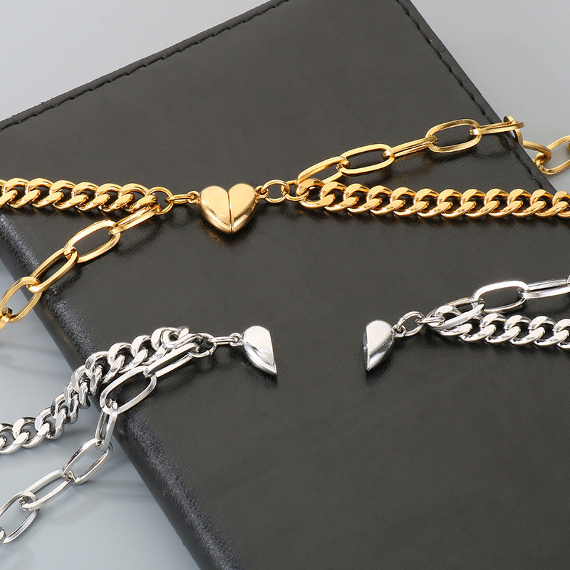 Hip Hop Niche 3.8 Muse Festival Gift Gift – Magnetic Love Titanium Steel Cuban Chain Bracelet