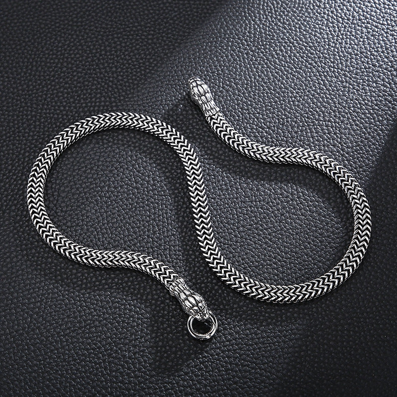 Planderful Men Snake Necklace Titanium Steel Punk Style
