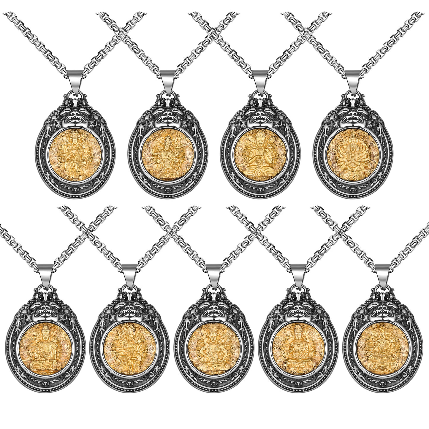 Titanium Steel Necklace - Statement For Men Buddha Saints Motif In Trendy Everyday Wear