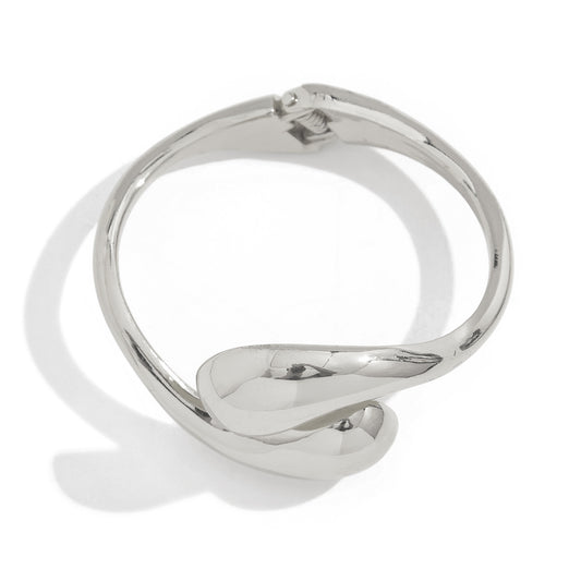 Hot-Selling Hug Open Bracelet Bracelet Alloy Smooth Surface Symmetrical Water Drop Spring