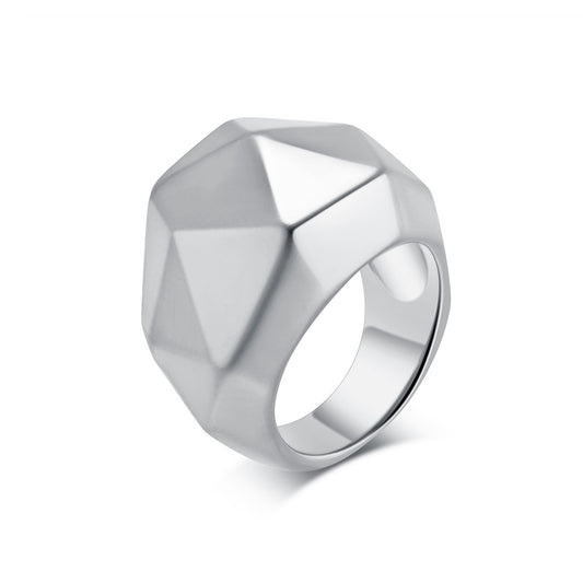 Planderful Exaggerated Geometric Titanium Ring 18K Gold Plated For Women Luxurious Everyday Genie Jewelry