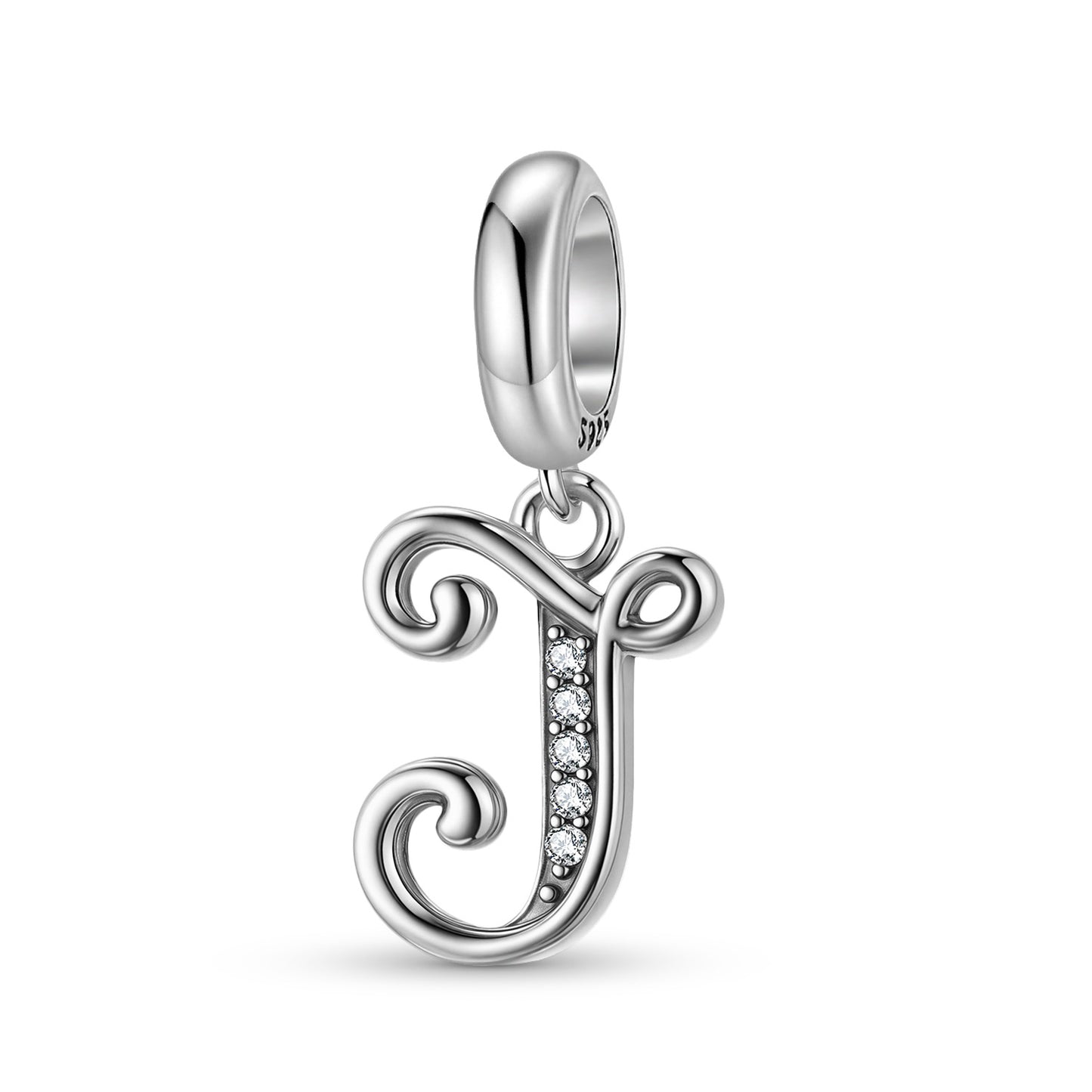 Planderful Jewelry 26 Letter Sterling Silver Pendant With Zircon Inlays Necklace