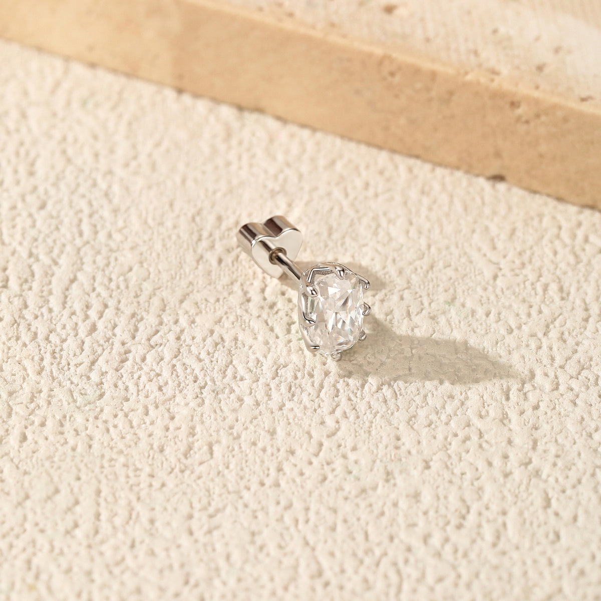 925 Sterling Silver Heart Moissanite Screw-Back Studs