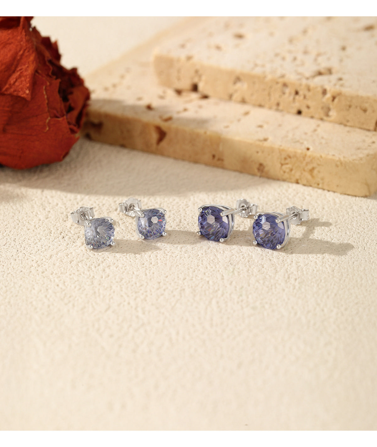 925 Sterling Silver Tanzanite-Color Fireworks-Cut Earrings
