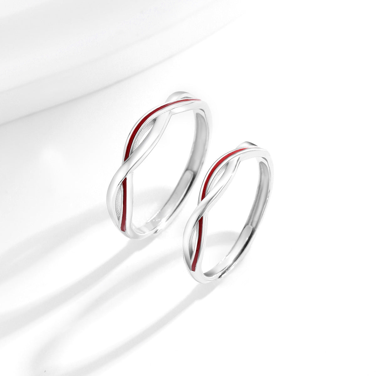 Planderful Everyday Genie Luminous 925 Sterling Silver Love Mobius Couple Pair Ring Niche Opening Simple Ring Valentine's Day Gift