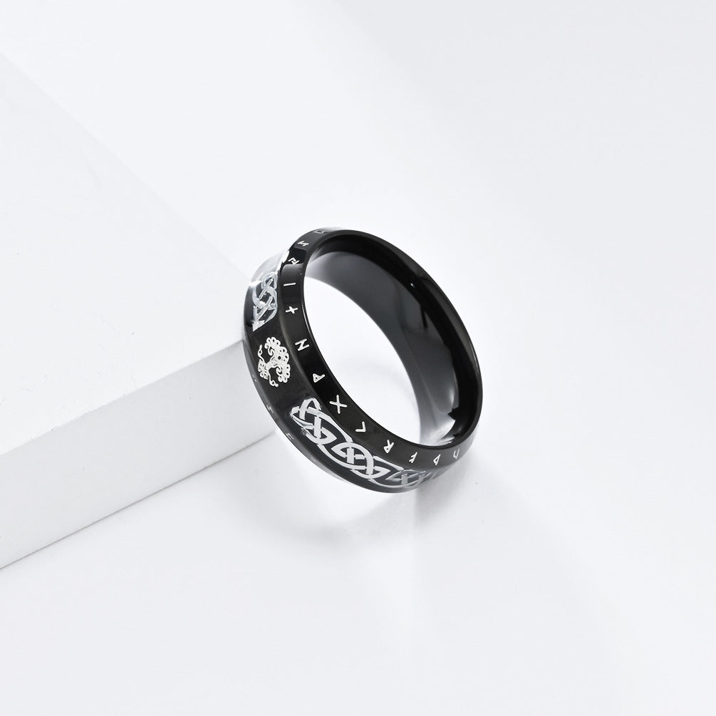 Cross-Border Retro Nordic Viking Stainless Steel Ring for Men