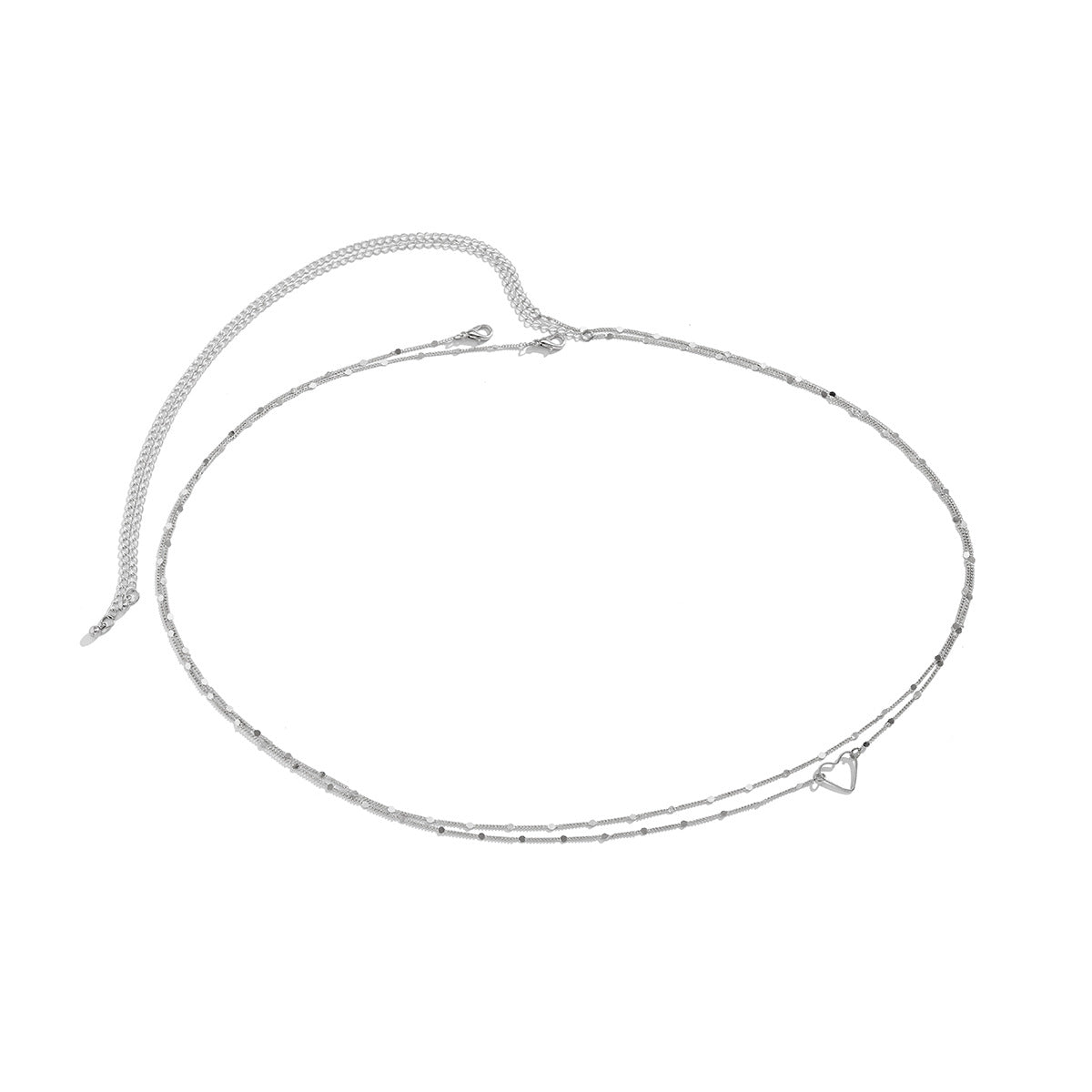 European and American Sweet and Cool Heart-shaped Body Chain with Double-layer Thin Chain