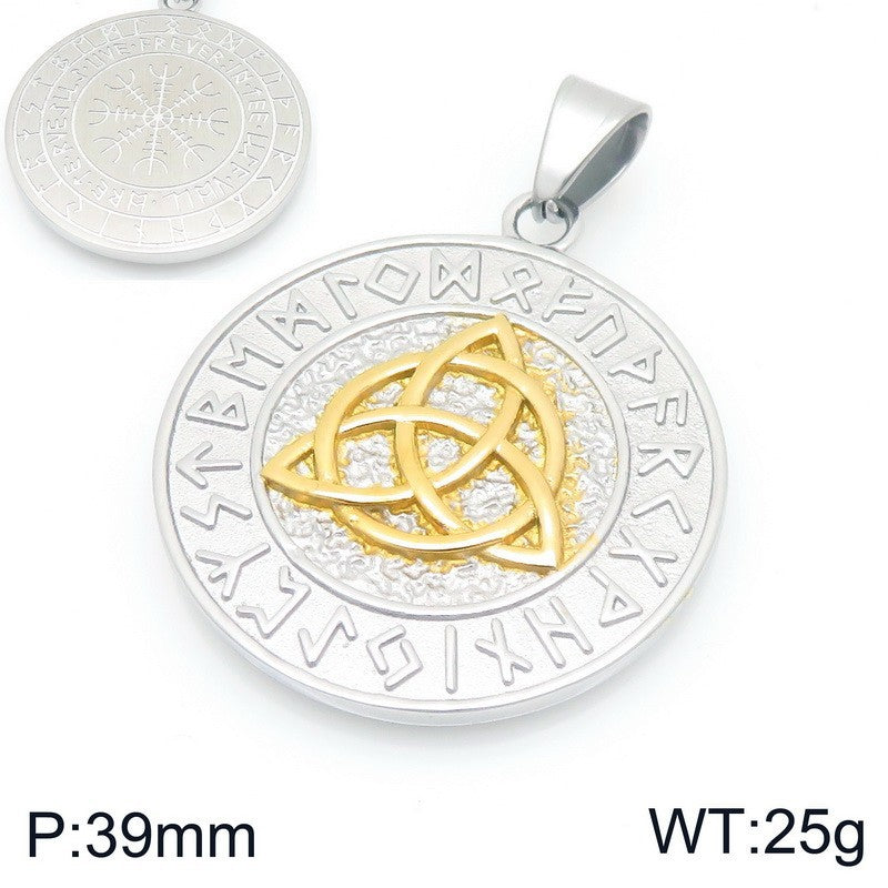 Planderful Men Double Sided Nordic Rune Pendant Titanium