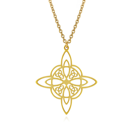 Planderful Nordic Celtic Eternal Knot Necklace Unisex Everyday Wear Durable Steel Chain