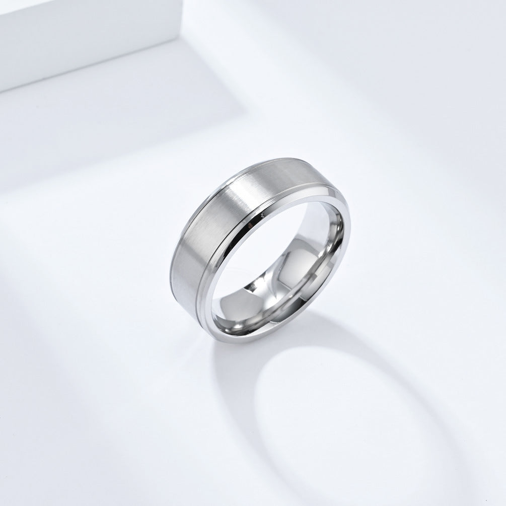 Cold Wind Matte Brushed Titanium Steel Ring for Men Women