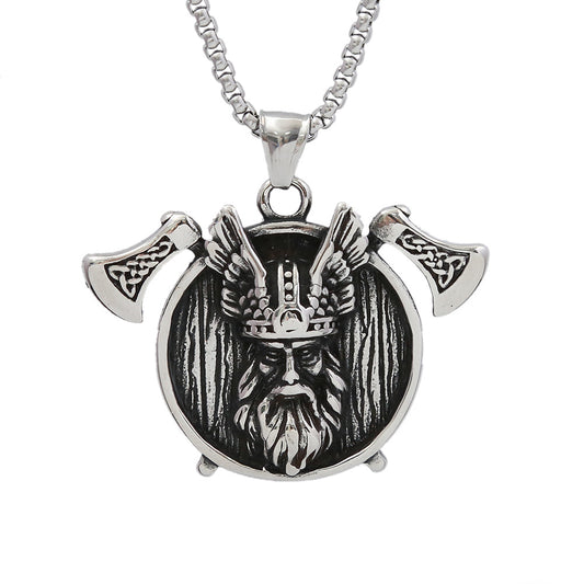 Nordic Viking Double Axe Titanium Steel Necklace Pendant Men