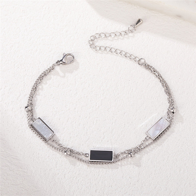 Planderful Minimalist Double Layer Shell Bracelet For Women Versatile Everyday Statement Jewelry