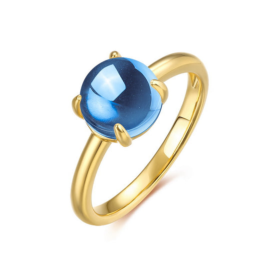 S925 Sterling Silver Colored Crystal Geometric Ring