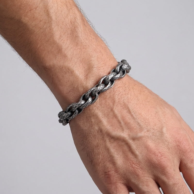 11mm Hammer Twist Twist Chain With Extension Chain Stainless Steel Men's Bracelet