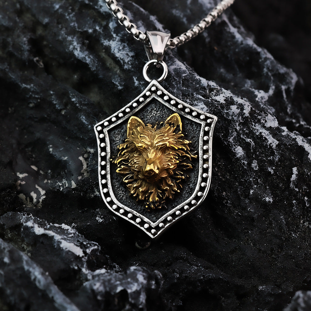 Vintage Nordic Stainless Steel Men's Viking Wolf Pendant