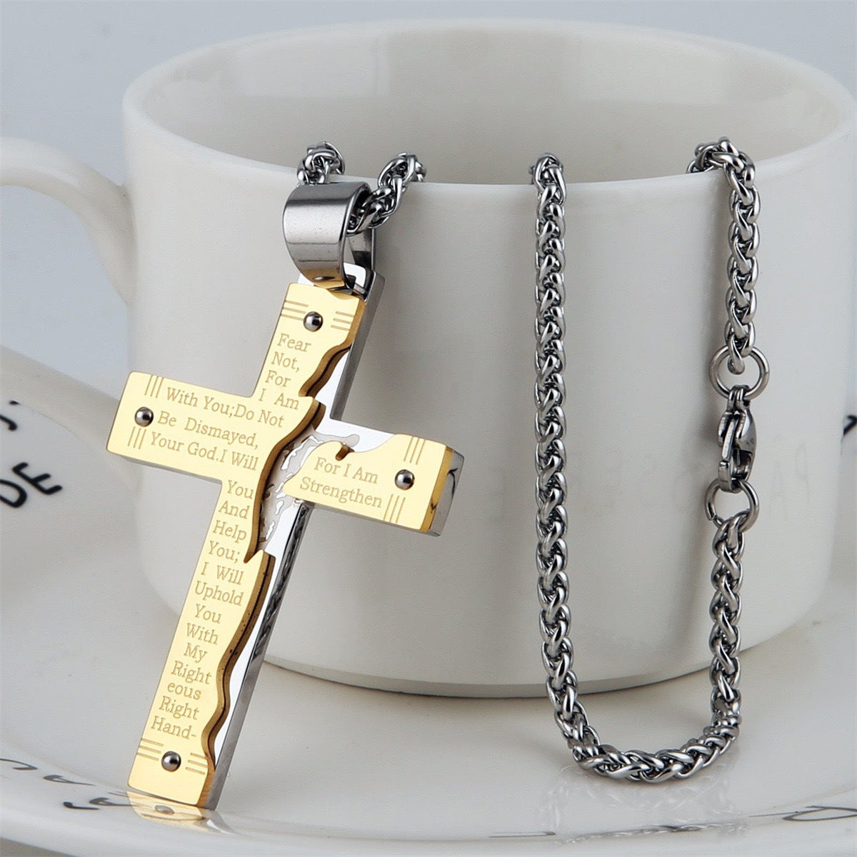 Cross Nails Stainless Steel Men's Pendant Necklace