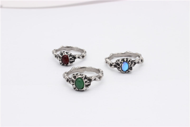 Planderful Titanium Steel Ring Unisex Branch Stone Original Design Retro Style For Men And Women Protective Jewelry