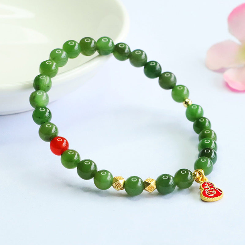 Hetian Jasper & Red Agate Beaded Bracelet