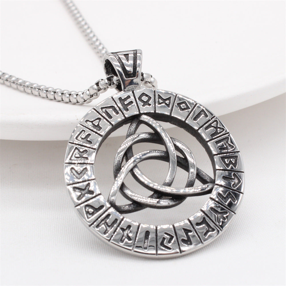 Viking Rune Triangle Pendant Necklace Durable Titanium Steel By Planderful For Men Unisex Protection Symbol Jewelry