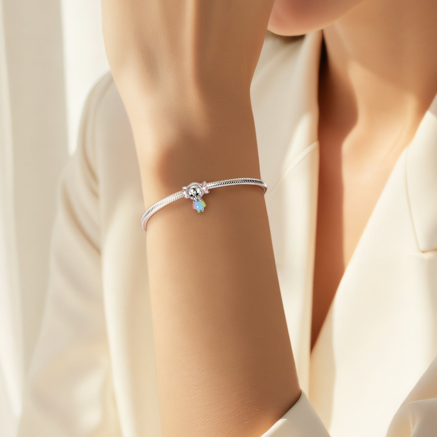 Planderful Jewelry Sterling Silver Beading Pendant Candy Skull Epoxy DIY Handcrafted Charm