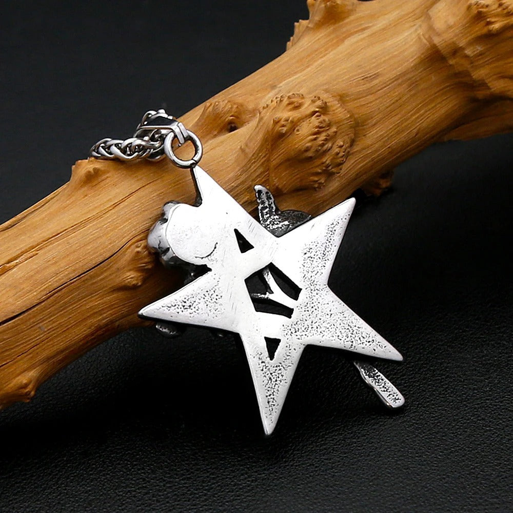 Vintage Rose Stainless Steel Men's Pendant Necklace