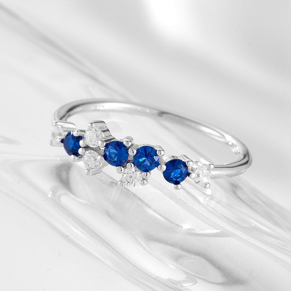 Japanese Multi-Color Zircon Sterling Silver Ring Small Fresh And Ring