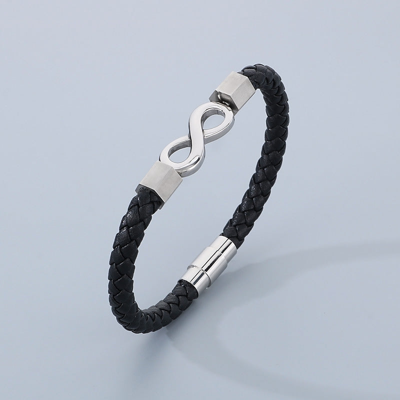 Planderful Infinity Symbol Leather Bracelet For Men