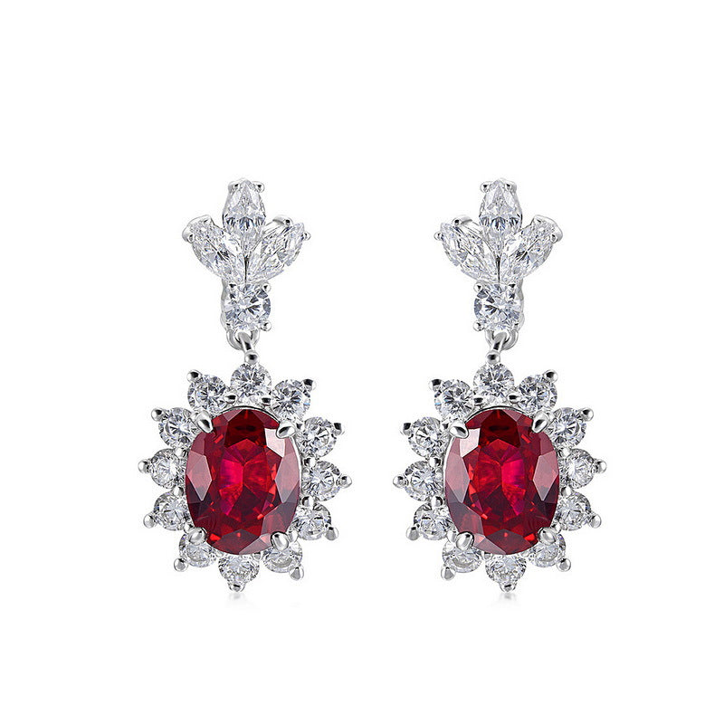 S925 Sterling Silver Lab-Grown Gemstone Signature Stud Earrings
