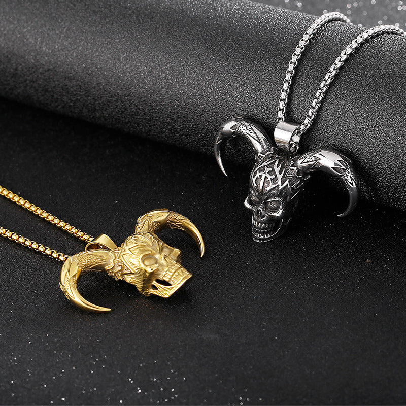 Skull Croissant Men's Pendant in Titanium Steel - Hip-Hop Chic for Men