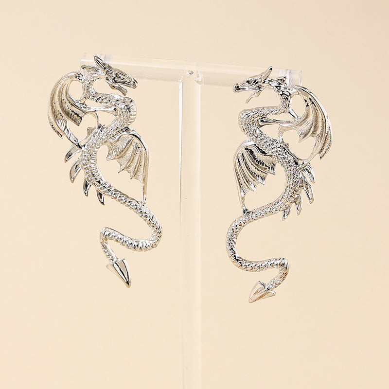 Retro Metal Dragon Earrings - Exquisite Cross-Border Design and Luxury Aesthetics