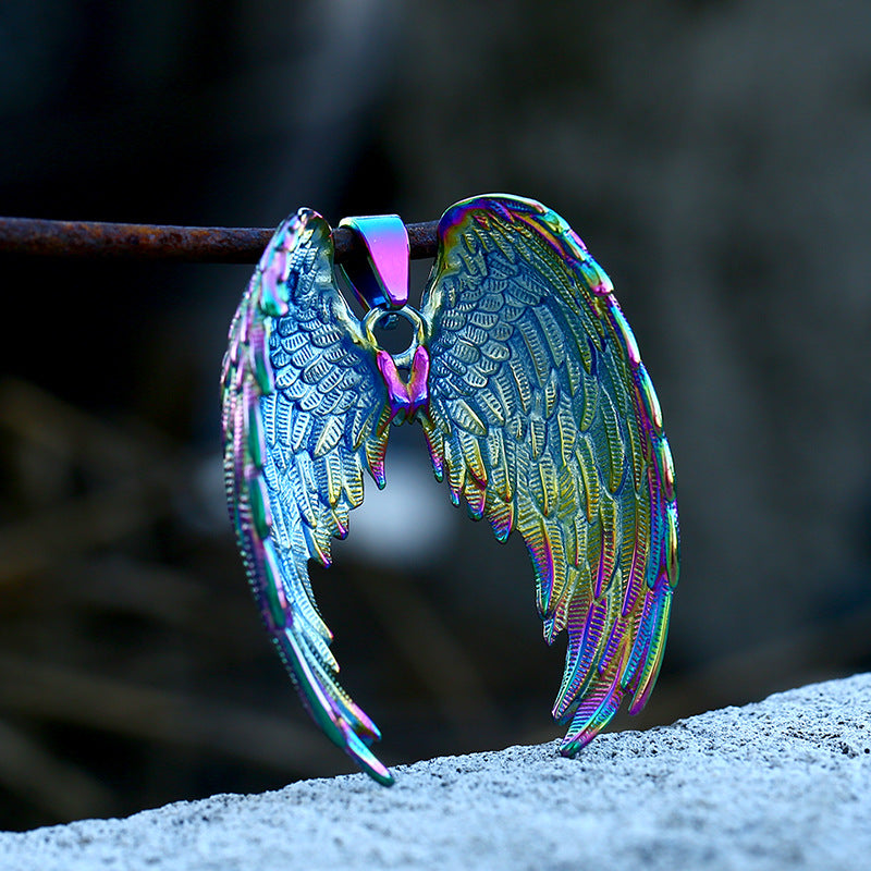 Timeless Retro Titanium Steel Angel Wings Pendant for Men and Women