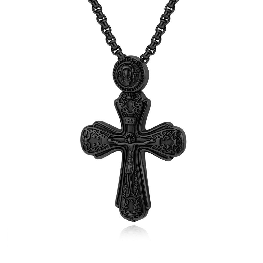 Planderful Men Cross Necklace Stainless Steel Retro Pendant With Literary Charm For Modern Gentlemen