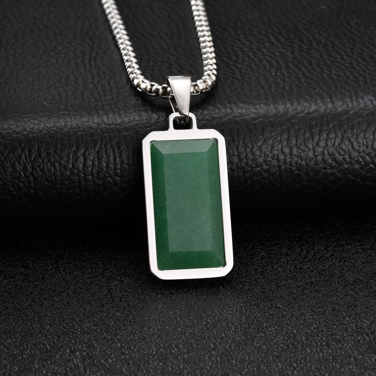 Green Aventurine Stainless Steel Pendant for Men