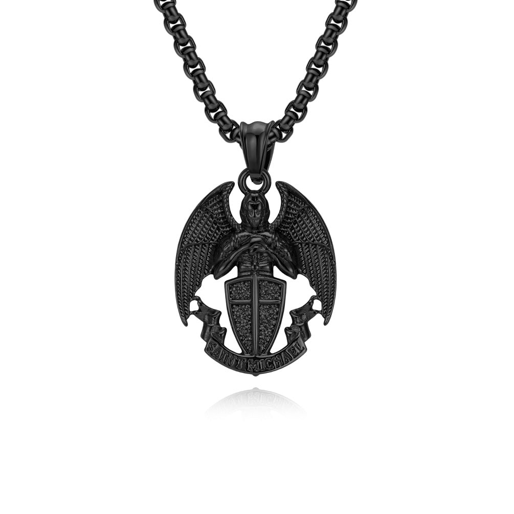 Planderful Titanium Steel St Michael Necklace For Men Vintage Punk Pendant Wear Iconic Streetwear