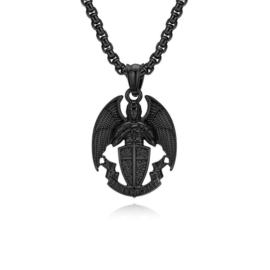St Michael Necklace For Men By Planderful Protective Pendant, Versatile Punk Hip Hop Style