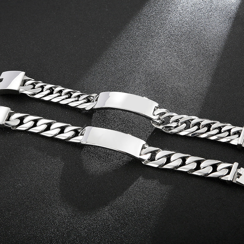 Stylish Curved Titanium Steel Chain Bracelet for Men - Hip Hop-Inspired Jewelry