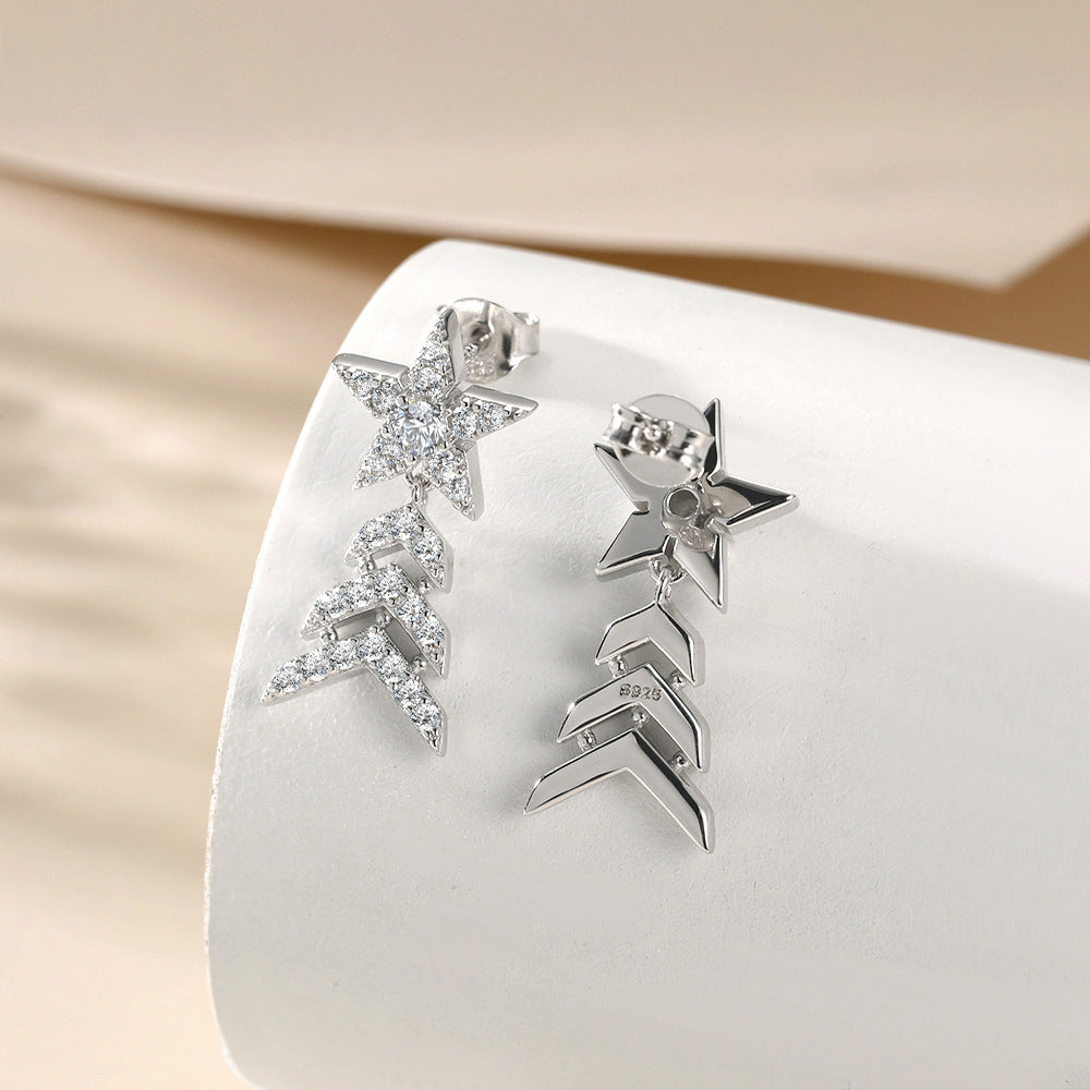 Zircon Star Christmas Tree Pendant Sterling Silver Drop Earrings