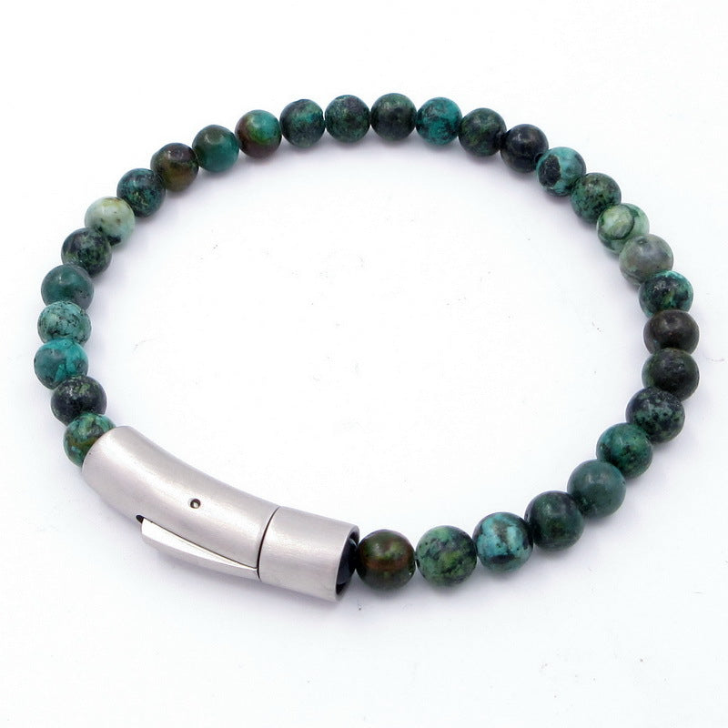 Bracelet – Tiger's Eye Stone Turquoise Magnetic Buckle Titanium Steel Men's Beaded
