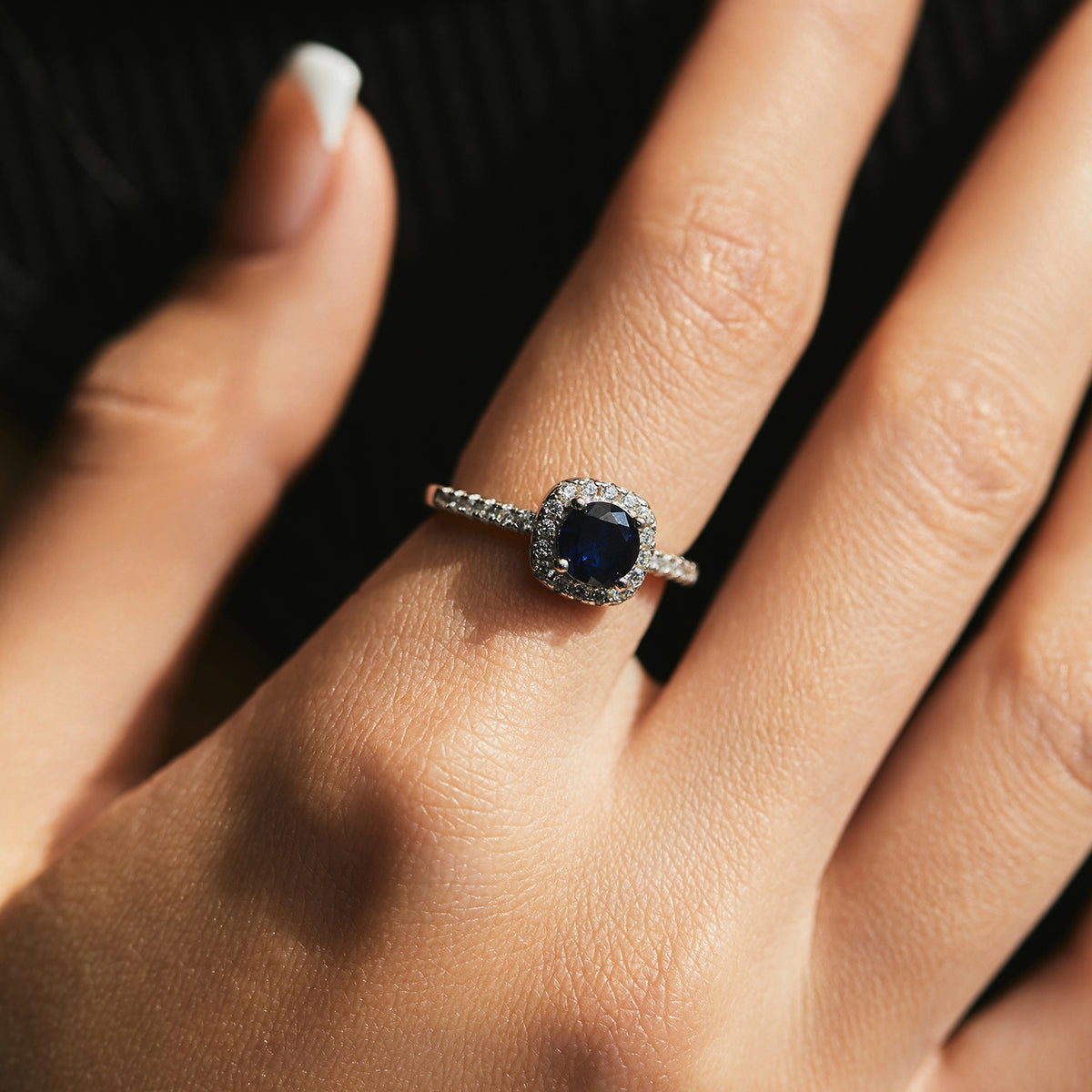 925 Sterling Silver Sapphire-Color Ring